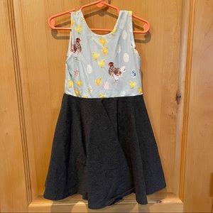 Malia + Kai Size 4 Chickens Dress Heathered black & yellow